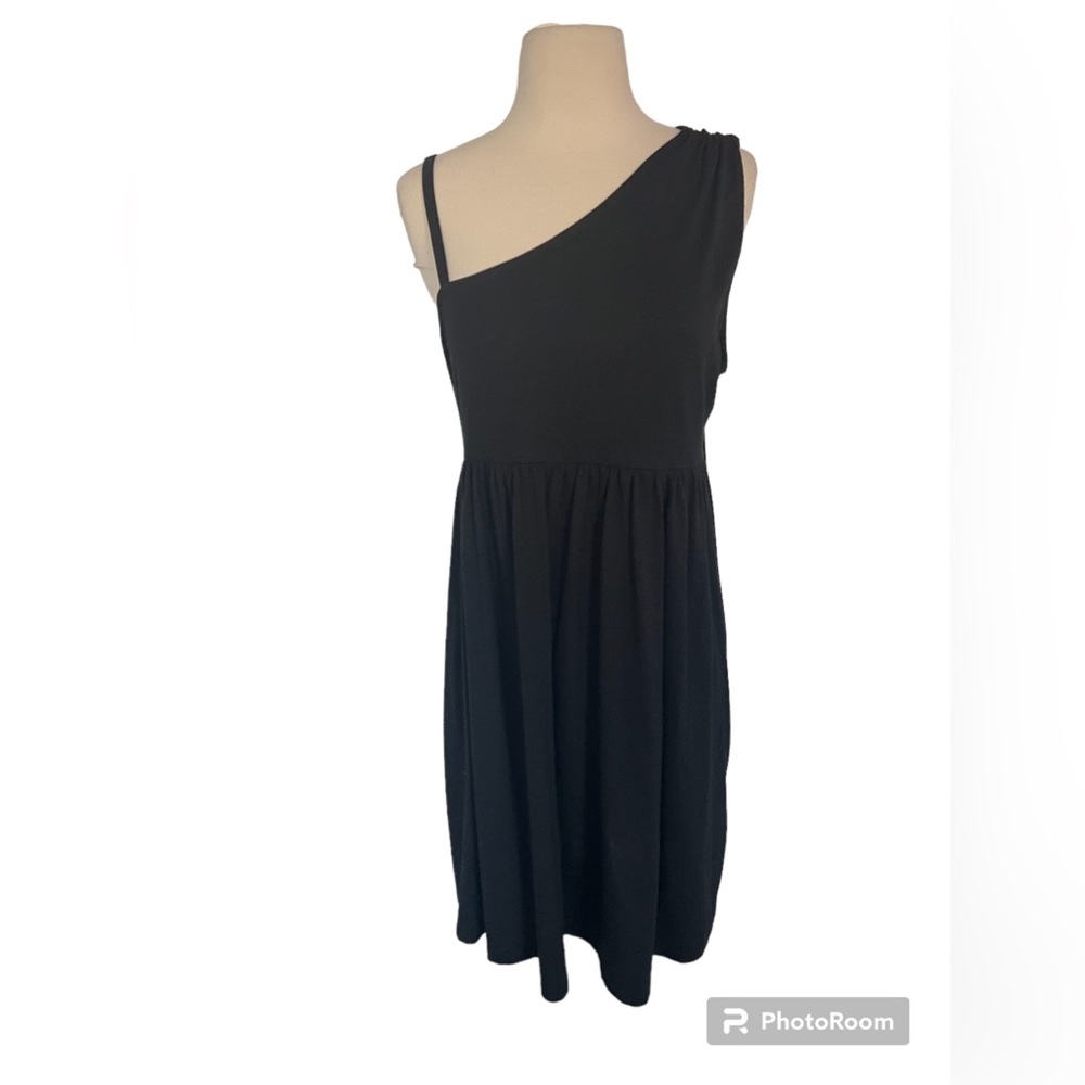 Elle Black One Shoulder Asymmetrical Dress Size L
